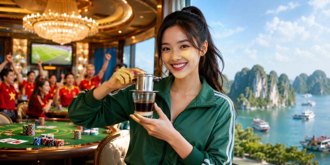 Người chơi thư giãn với trò chơi bài tại Hạ Long Bay bên tách cà phê buổi sáng