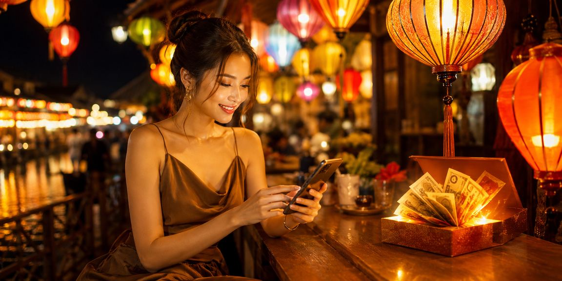 Người dùng Hội An nhâm nhi cà phê và thư giãn khi chơi casino di động một cách điều độ